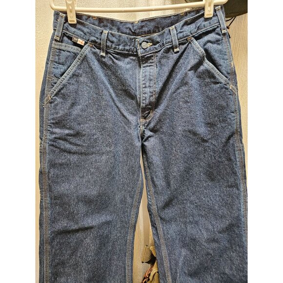 Carhartt Dungaree Fit Blue Denim Carpenter Jeans Mens 34x31 FRB13 Cat 2 2112 - Picture 2 of 8